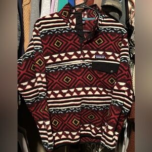 Patagonia Red Geometric Fleece Pullover size xs